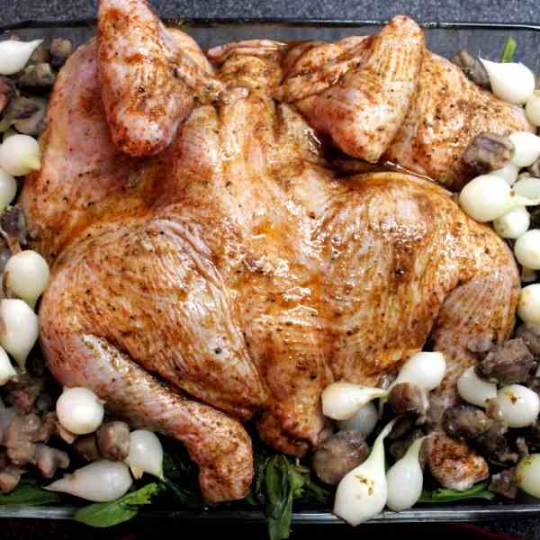 Roasted Chicken w Pearl Onions a Chestnuts