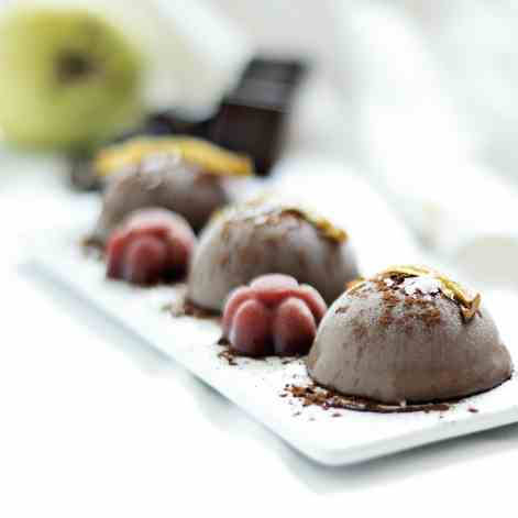 Frozen chocolate truffles and jelly