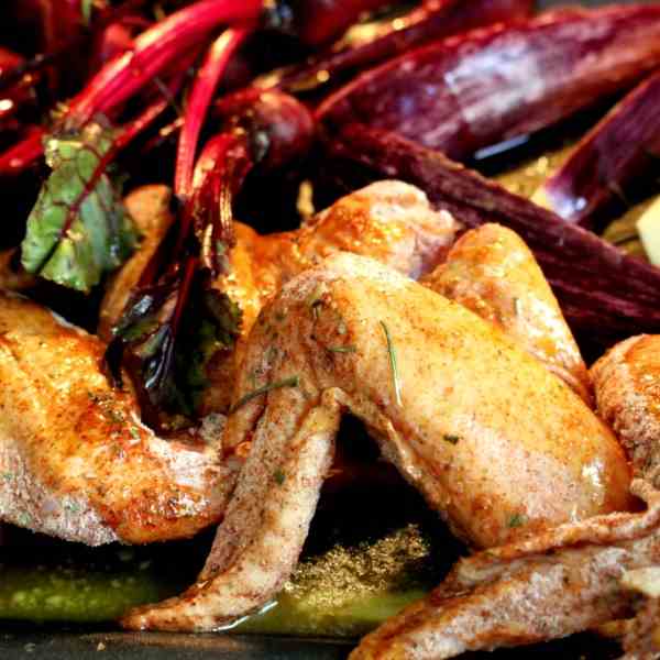 Roasted Chicken Wings and baby Beetroot