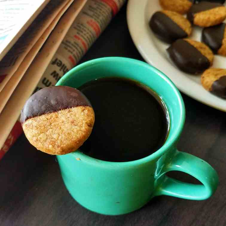 Chocolate dipped coffee shortbread