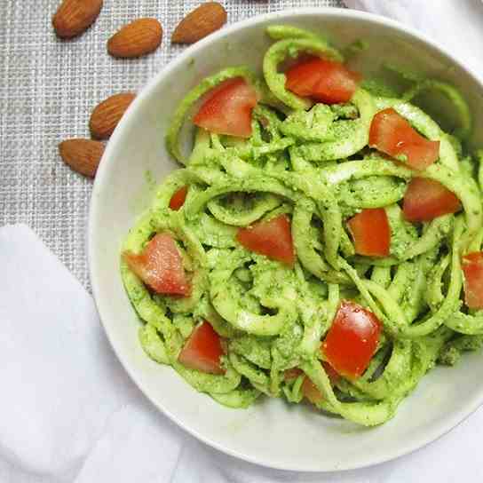 Zucchini Noodles With Vegan Almond Pesto