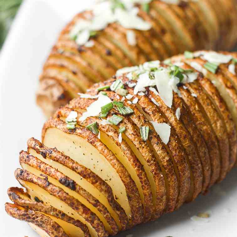 Hasselback Potatoes and Garlic Herb Butter