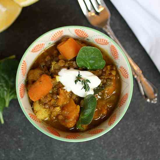 Spiced Root Vegetable and Lentil Stew