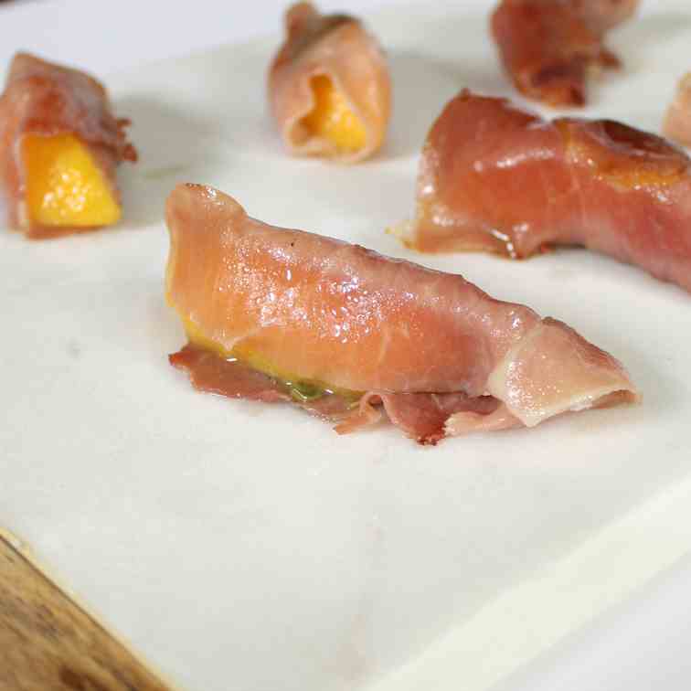 Basil Infused Prosciutto Wrapped Peach