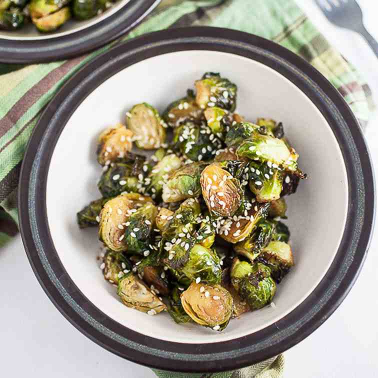 Maple Sesame Roasted Brussels Sprouts