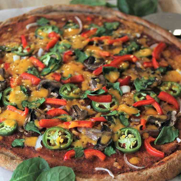 Spicy Veggie Pizza with Whole Wheat Crust