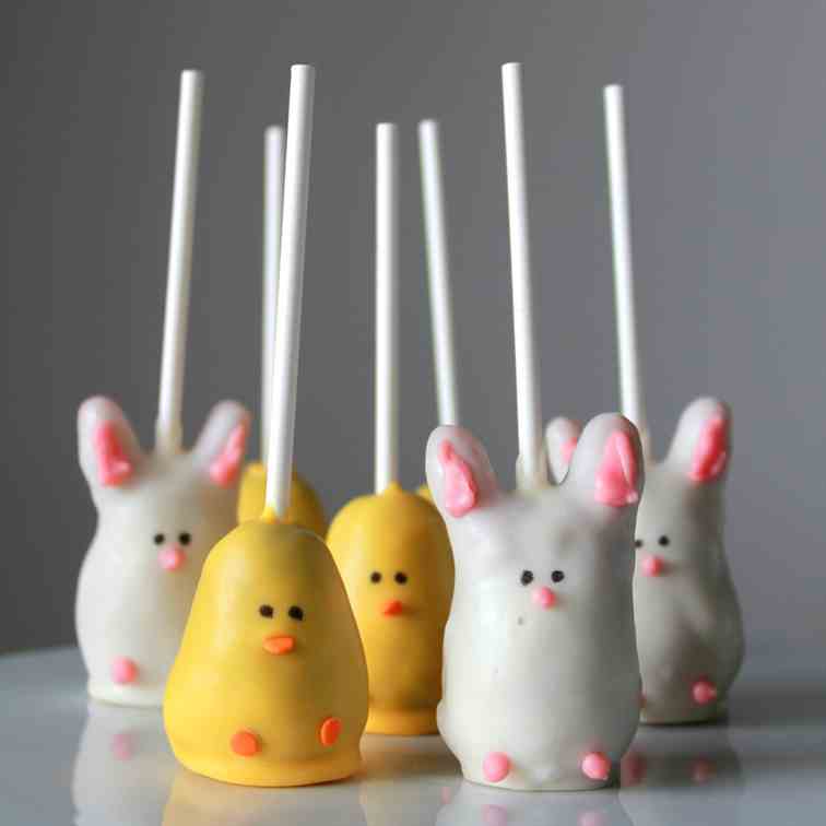 Easter bunny and chick cake pops