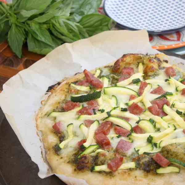 Zucchini Salami Pizza