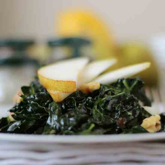 Kale Salad with Pears and Walnuts