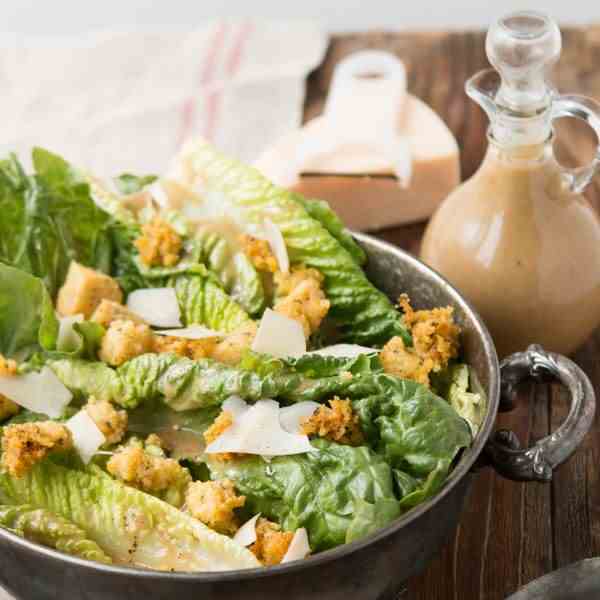 Caesar Salad with Polenta Croutons