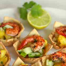 Shrimp salad in a savory cup