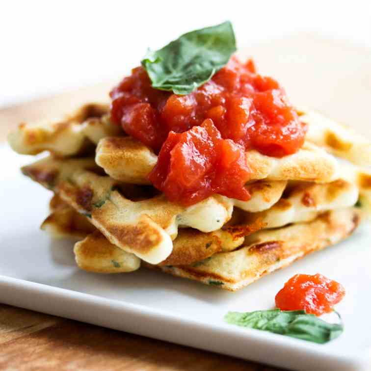 Loaded Bacon, Cheddar and Basil Waffles wi