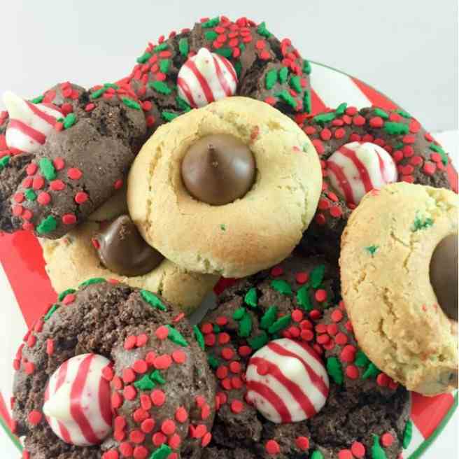 Peppermint Cake Batter Cookie Blossoms