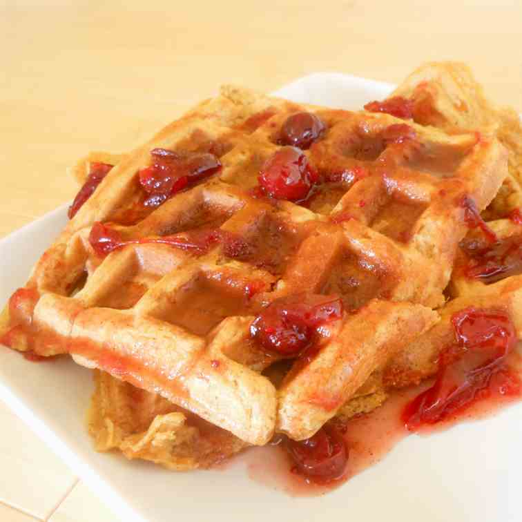 Sweet Potato Waffles with Cranberry Maple