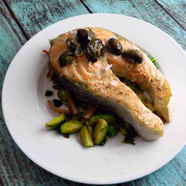 Roasted Salmon Steaks With Truffle Oil