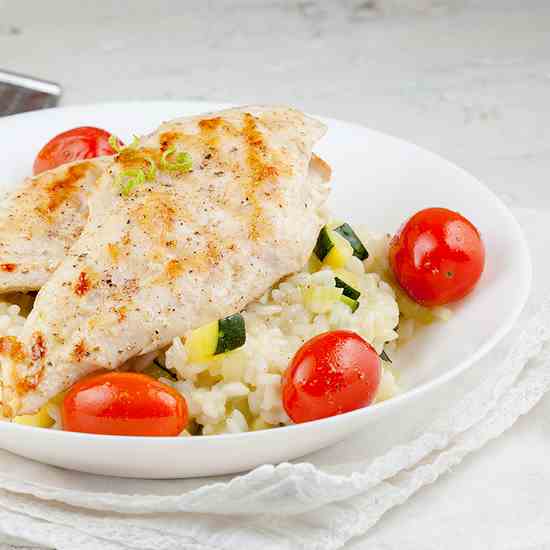 Grilled chicken risotto