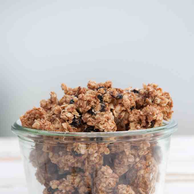 Marzipan Granola with dried blueberries