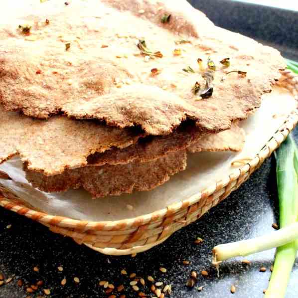 Crispbread with Sesame Seeds and Spring-on