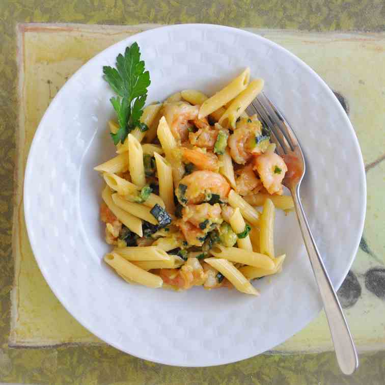 Pasta with Shrimps and Zucchini