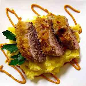 Herb-Crusted Pork with Carrot Puree