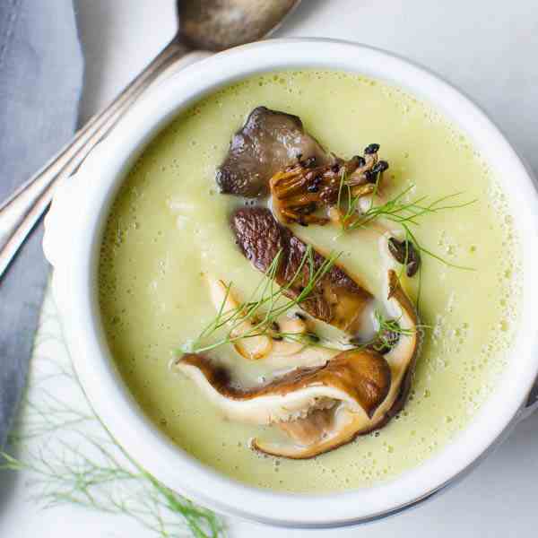 Fennel and Leek Soup with Mushrooms