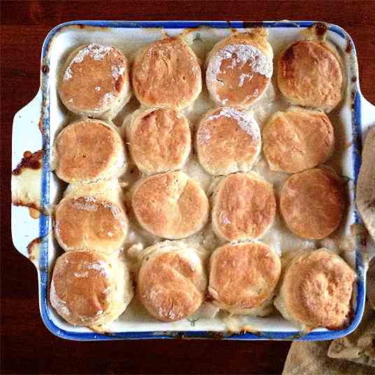 Chicken Pot Pie with Chive Biscuits