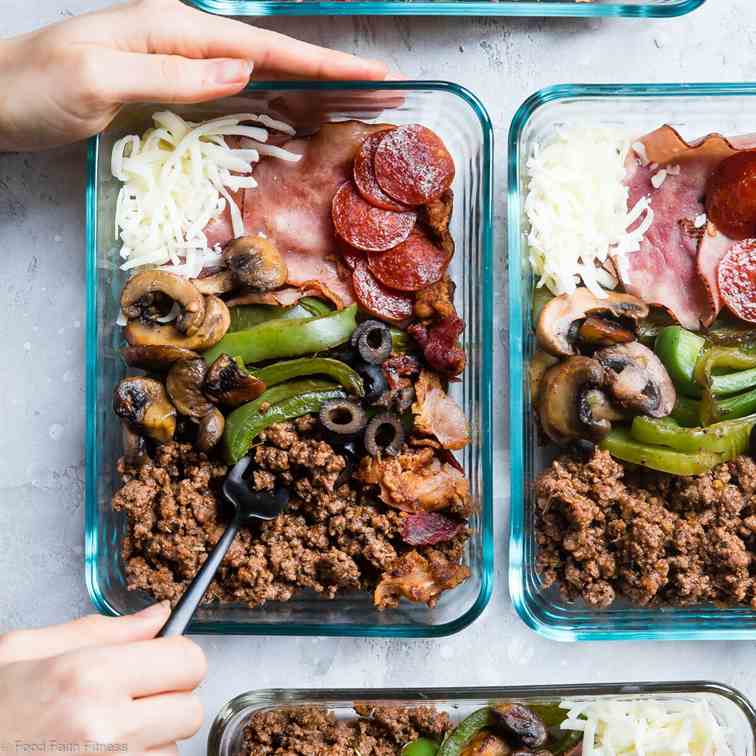 Keto Low Carb Pizza Meal Prep Bowls