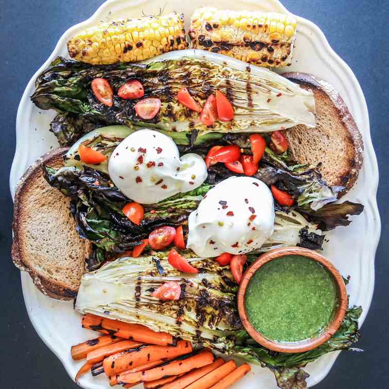 Grilled Romaine - Burrata Salad
