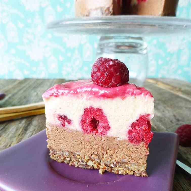 Raw Vanilla Raspberry Layer Cake