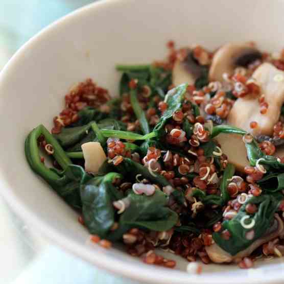 Spinach Mushroom Scarlet Quinoa Salad