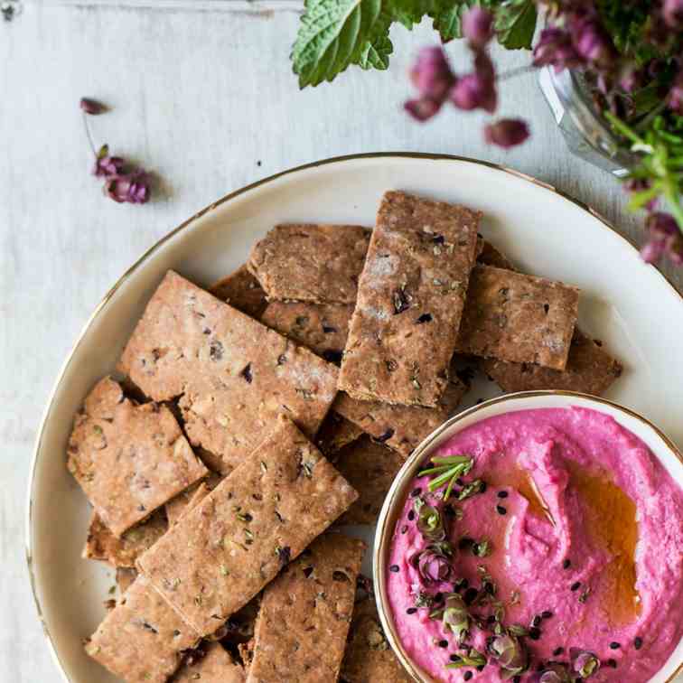 Buckwheat crackers with olives and herbs