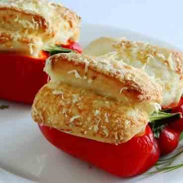 French Bread with Fry Red Bell Pepper