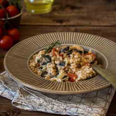 Risotto with scamorza and olives