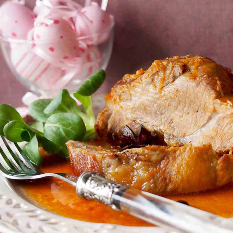 Pork neck with honey and ginger