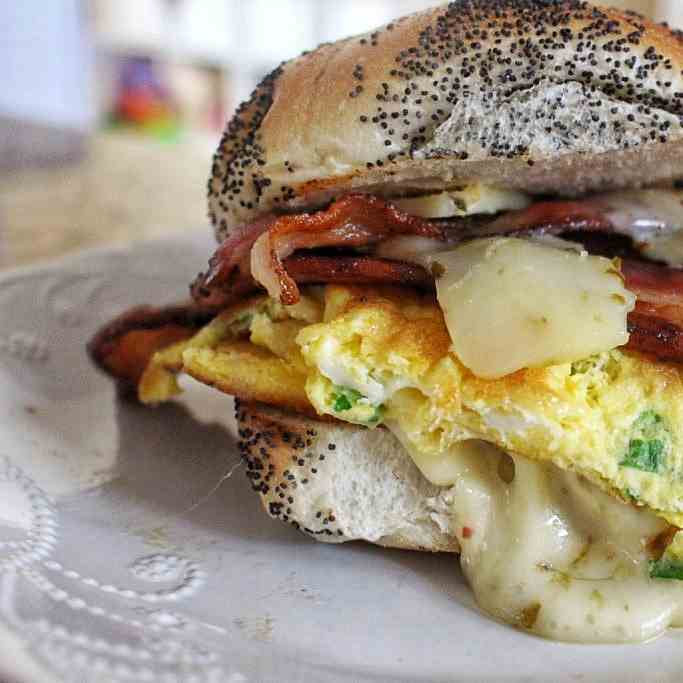 Egg Sandwich. Pepper Jack - Smoked Bacon