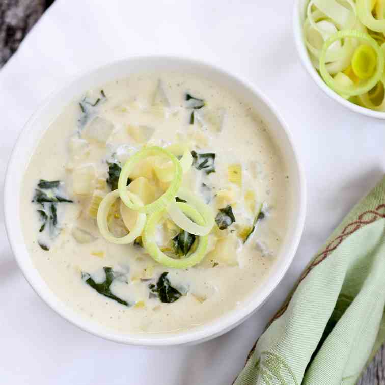 Cream of Leek and Kale Soup