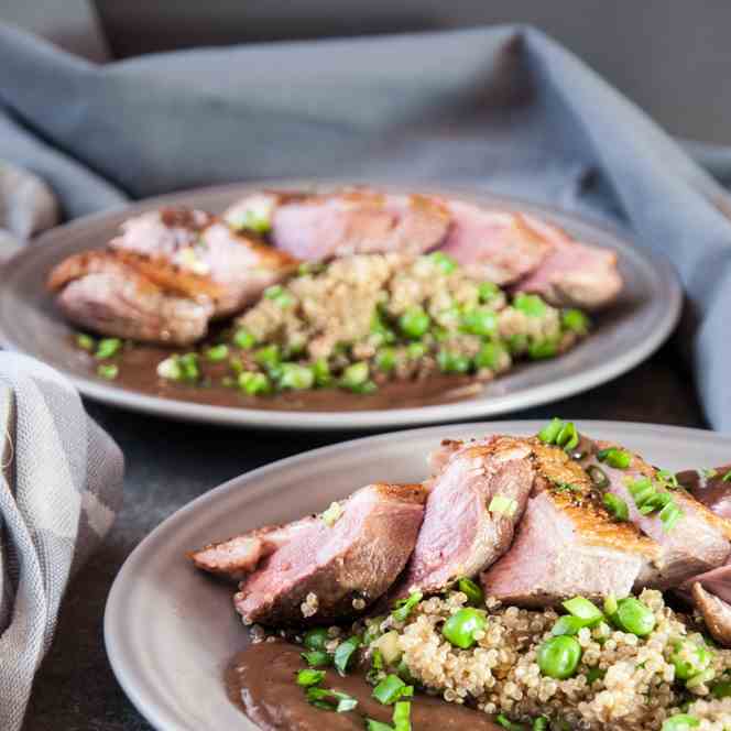 Duck breast with quinoa and French sauce