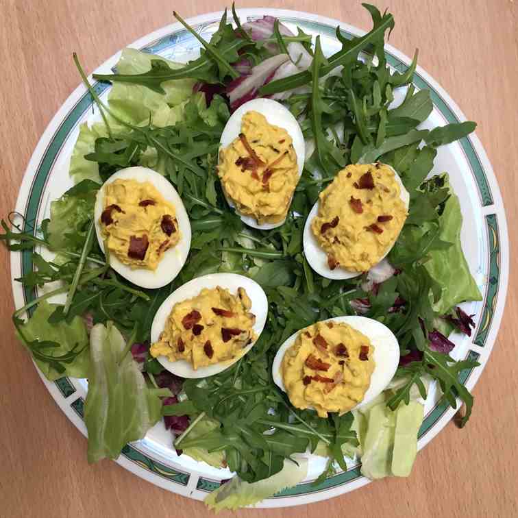 Stuffed Deviled Eggs with Bacon