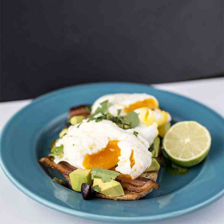 Poached eggs with spicy lime sauce