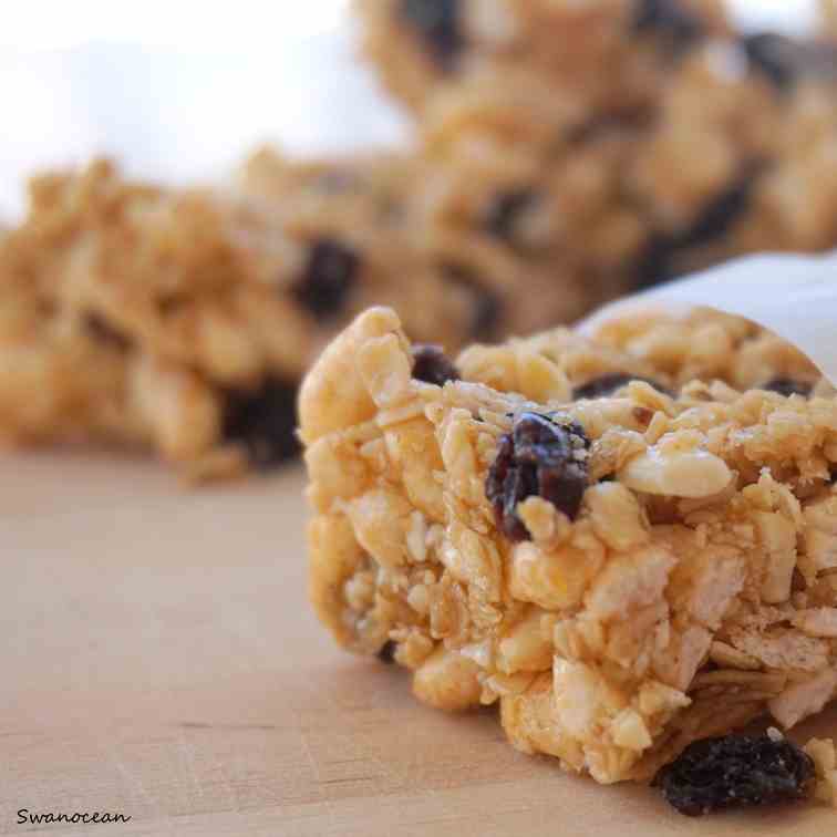 Healthy sugar free oat raisin bars