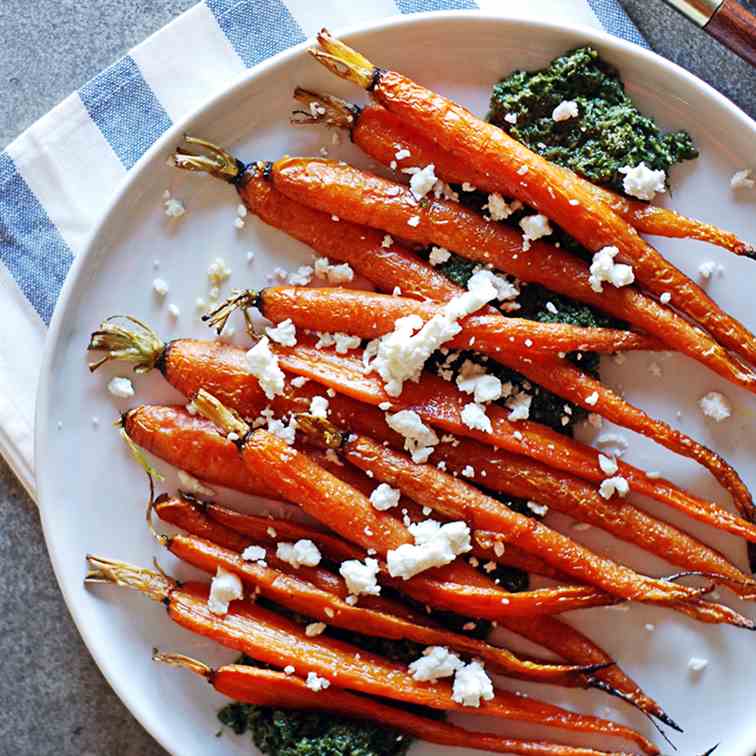 Oven Roasted Carrots with Pesto
