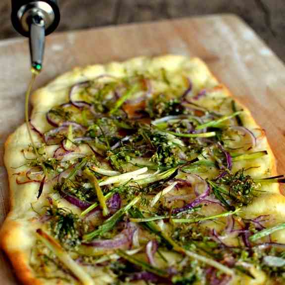 FRIZZLED CHIVE FLOWER FLATBREAD