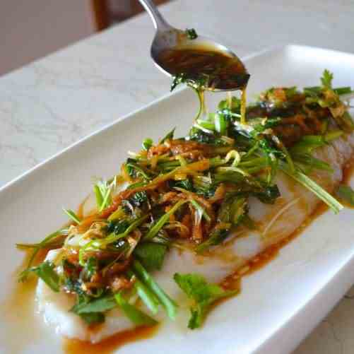 GINGER SCALLION SOY STEAMED FISH