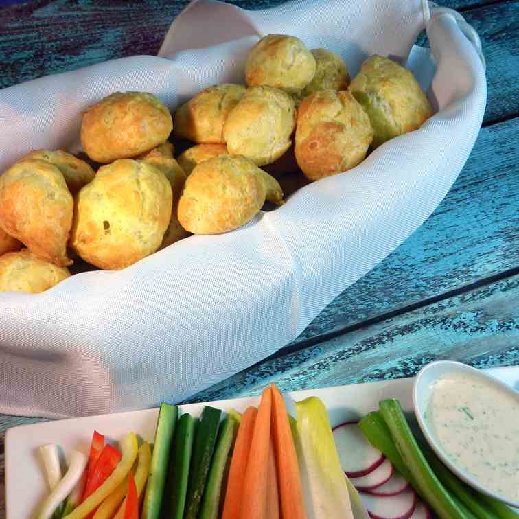 Gougeres and Crudites with House Remoulade
