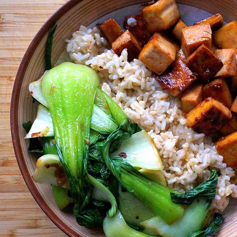 Maple-Glazed Tofu with Garlic Bok Choy