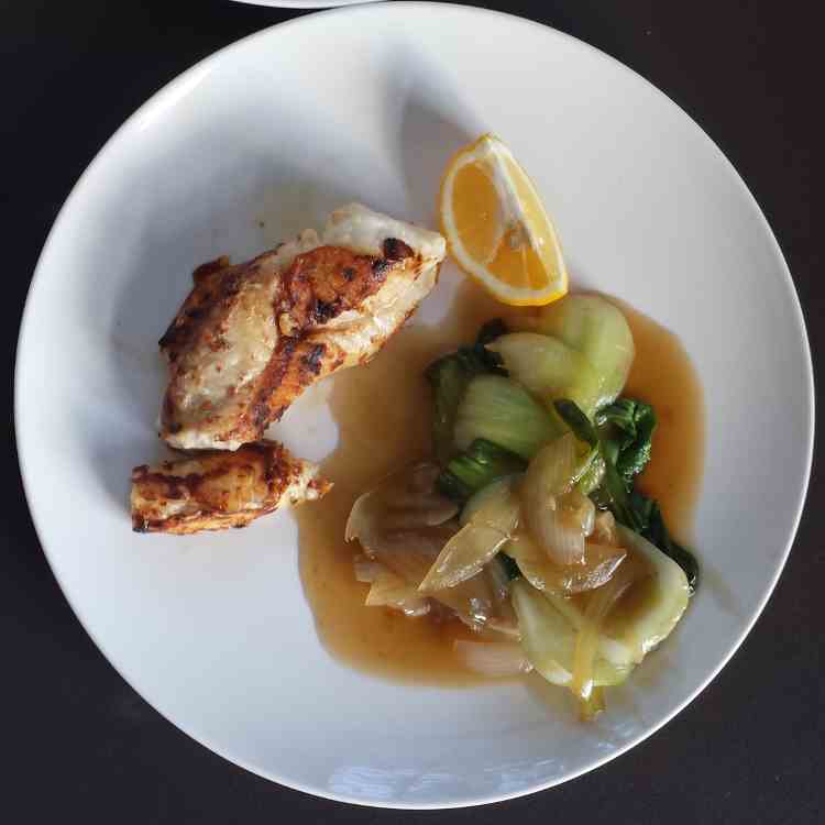 Monk fish with Bok Choy