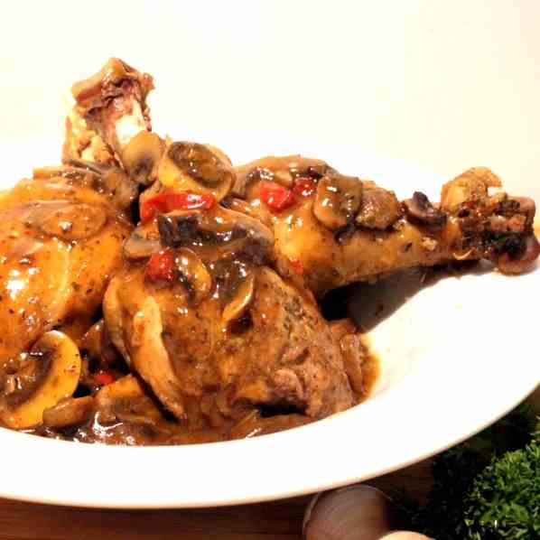 chicken legs cooked in red wine
