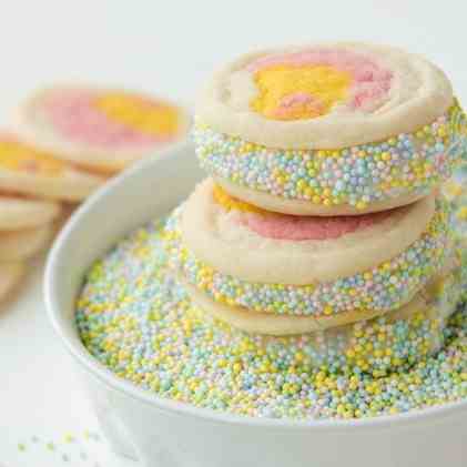 Easter sprinkles cream filled cookies