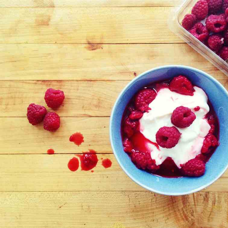 Easy 3 Minute Stewed Berries + Yogurt