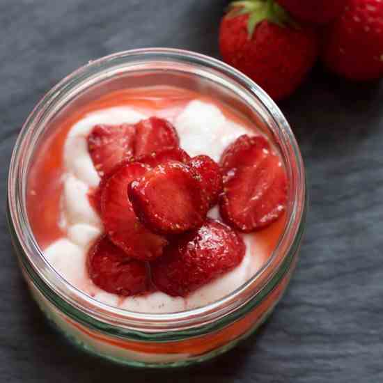 Strawberries in cardamom syrup